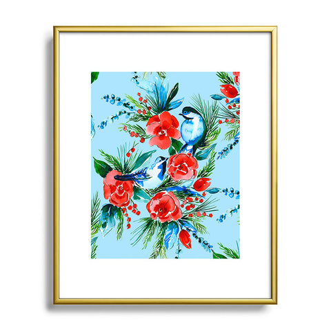 Jacqueline Maldonado Winter Birds Light Blue Metal Framed Art Print