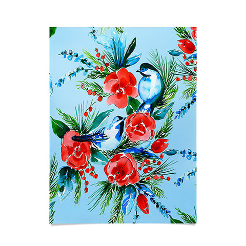 Jacqueline Maldonado Winter Birds Light Blue Poster