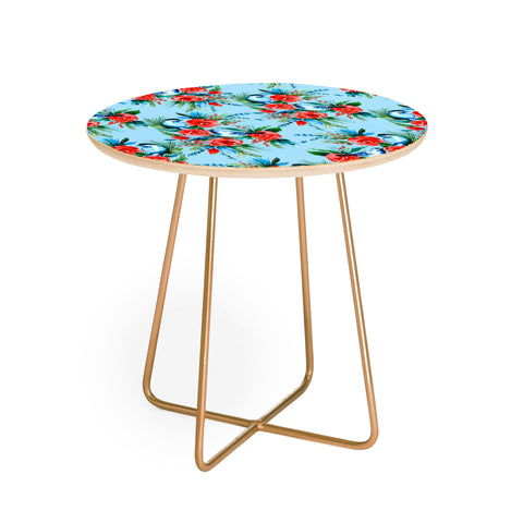 Jacqueline Maldonado Winter Birds Light Blue Round Side Table