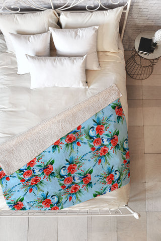 Jacqueline Maldonado Winter Birds Light Blue Fleece Throw Blanket