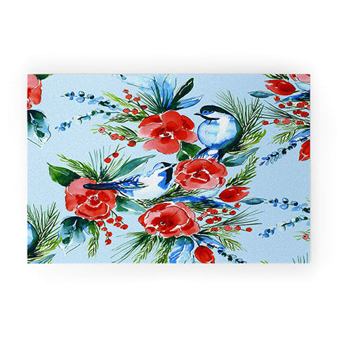 Jacqueline Maldonado Winter Birds Light Blue Welcome Mat