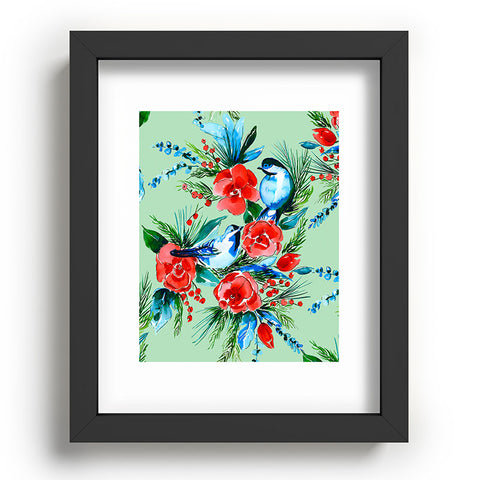 Jacqueline Maldonado Winter Birds Light Green Recessed Framing Rectangle