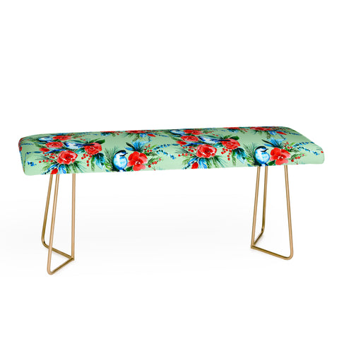 Jacqueline Maldonado Winter Birds Light Green Bench