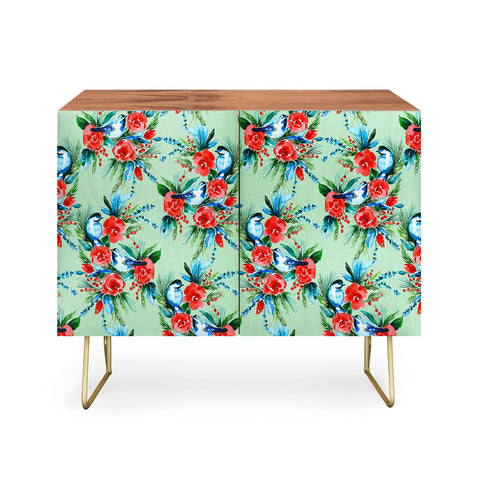 Jacqueline Maldonado Winter Birds Light Green Credenza