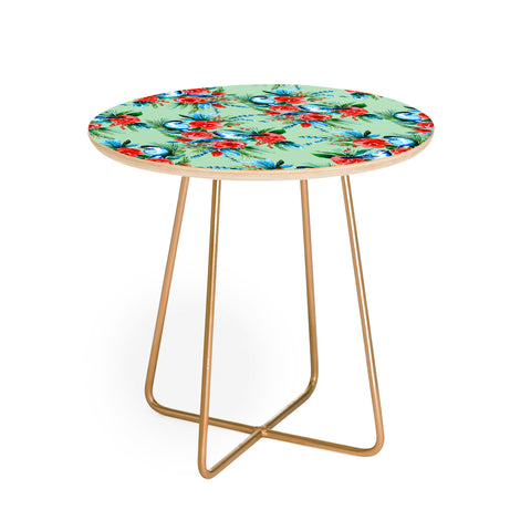 Jacqueline Maldonado Winter Birds Light Green Round Side Table