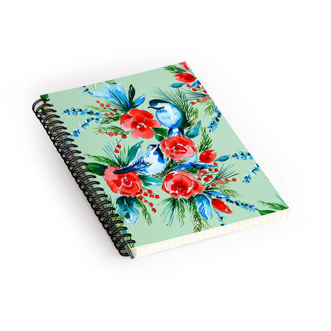 Jacqueline Maldonado Winter Birds Light Green Spiral Notebook