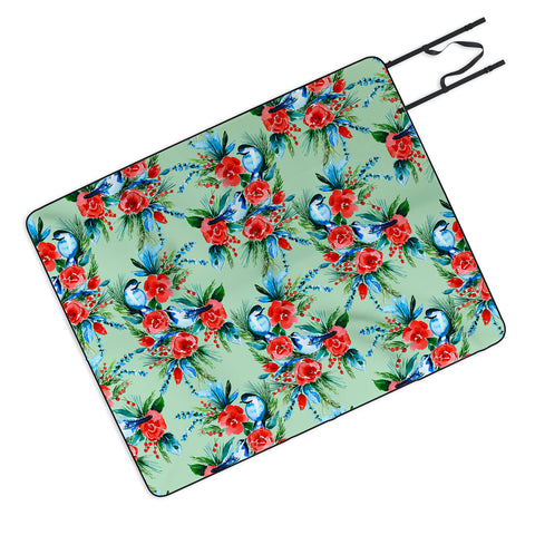 Jacqueline Maldonado Winter Birds Light Green Picnic Blanket