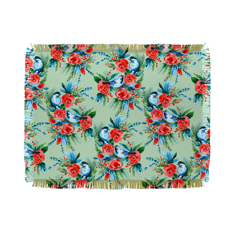 Jacqueline Maldonado Winter Birds Light Green Throw Blanket