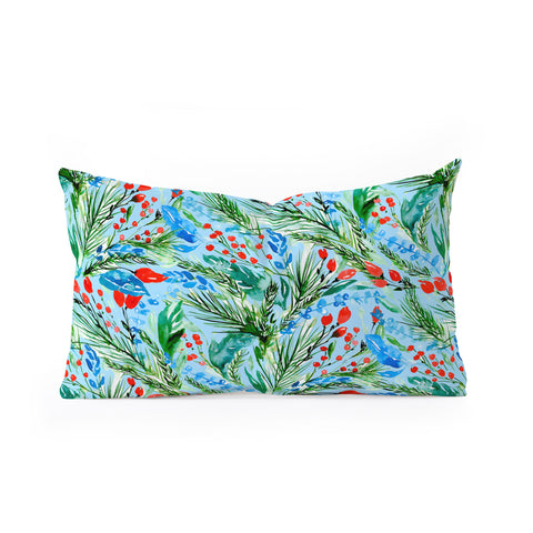 Jacqueline Maldonado Winter Floral Light Blue Oblong Throw Pillow
