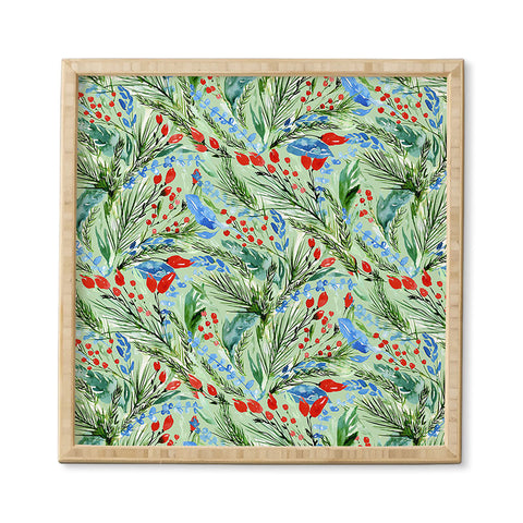 Jacqueline Maldonado Winter Floral Light Green Framed Wall Art