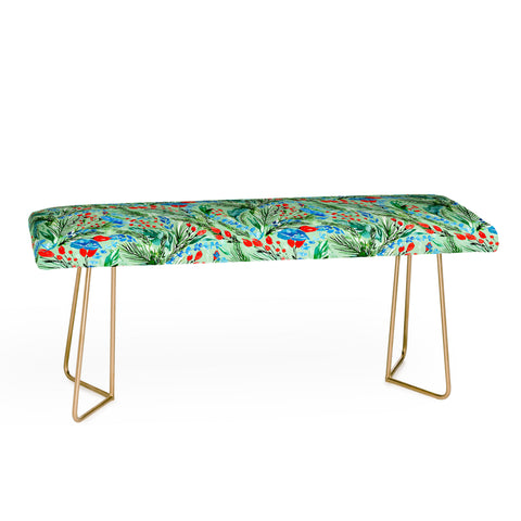 Jacqueline Maldonado Winter Floral Light Green Bench