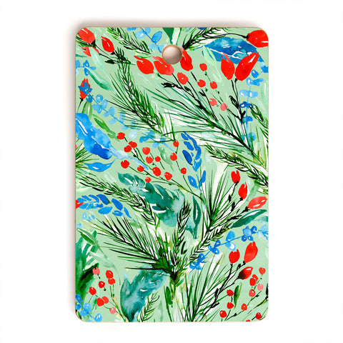 Jacqueline Maldonado Winter Floral Light Green Cutting Board Rectangle