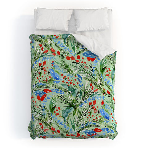 Jacqueline Maldonado Winter Floral Light Green Duvet Cover