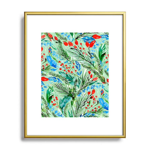 Jacqueline Maldonado Winter Floral Light Green Metal Framed Art Print