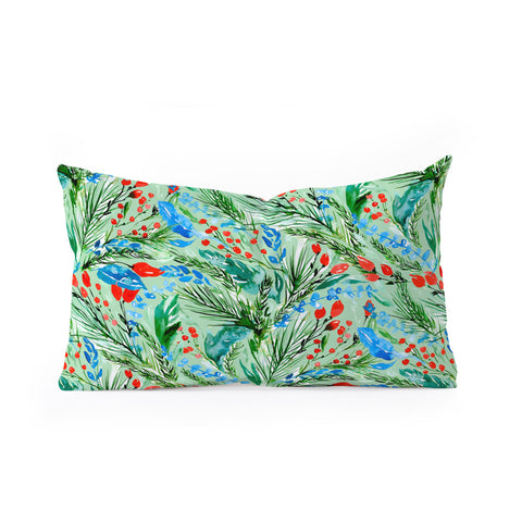 Jacqueline Maldonado Winter Floral Light Green Oblong Throw Pillow