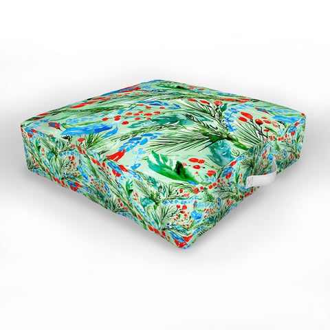 Jacqueline Maldonado Winter Floral Light Green Outdoor Floor Cushion
