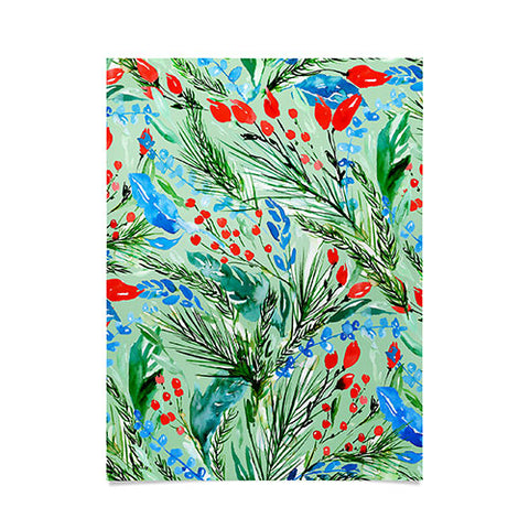 Jacqueline Maldonado Winter Floral Light Green Poster