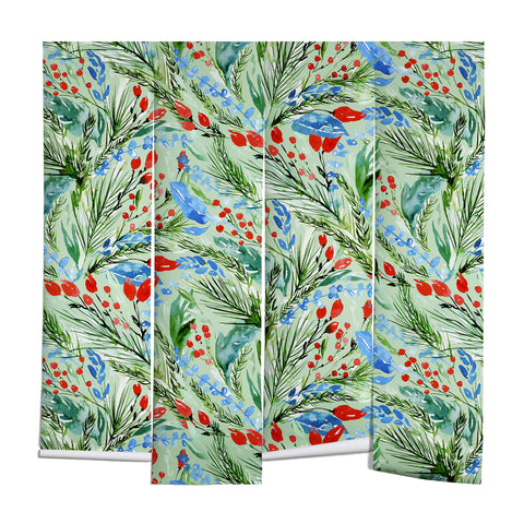 Jacqueline Maldonado Winter Floral Light Green Wall Mural