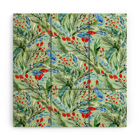 Jacqueline Maldonado Winter Floral Light Green Wood Wall Mural