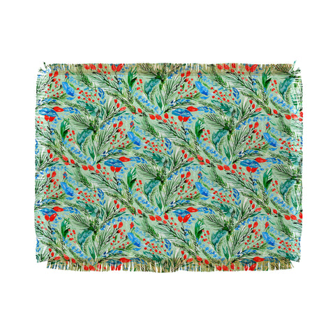 Jacqueline Maldonado Winter Floral Light Green Throw Blanket