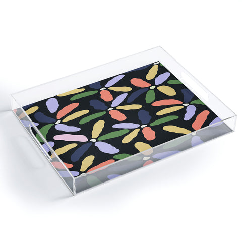 Jae Polgar Abstract Floral Dark Acrylic Tray