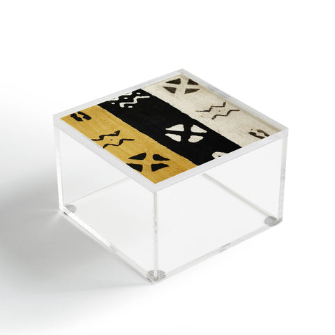 Jalah Black White and Yellow Mud Cloth Acrylic Box