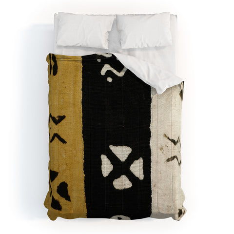 Jalah Black White and Yellow Mud Cloth Comforter