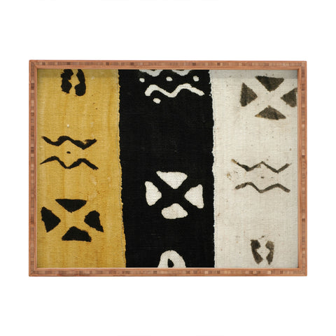 Jalah Black White and Yellow Mud Cloth Rectangular Tray