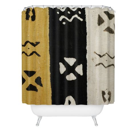 Jalah Black White and Yellow Mud Cloth Shower Curtain