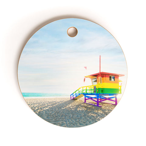 Jeff Mindell Photography Lifeguard Stand Venice Beach Cutting Board Round