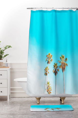 Jeff Mindell Photography Palms on Blue Shower Curtain And Mat