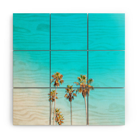 Jeff Mindell Photography Palms on Blue Wood Wall Mural