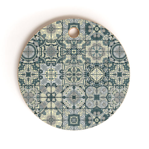 Jenean Morrison Antiquely Blue Cutting Board Round