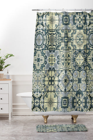 Jenean Morrison Antiquely Blue Shower Curtain And Mat