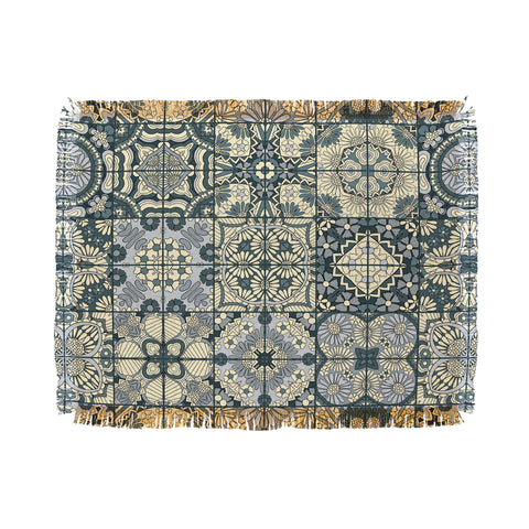 Jenean Morrison Antiquely Blue Throw Blanket