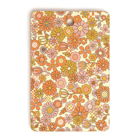 Jenean Morrison Checkered Past in Coral Cutting Board Rectangle