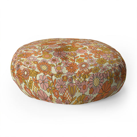 Jenean Morrison Checkered Past in Coral Floor Pillow Round