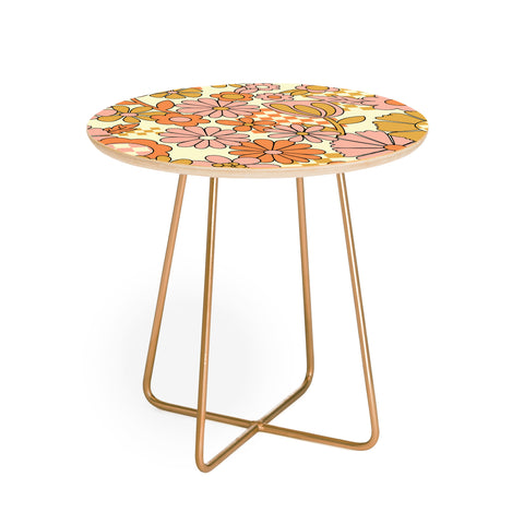 Jenean Morrison Checkered Past in Coral Round Side Table