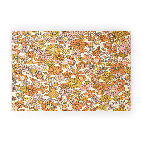 Jenean Morrison Checkered Past in Coral Welcome Mat