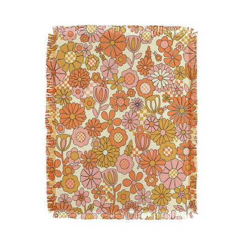 Jenean Morrison Checkered Past in Coral Throw Blanket
