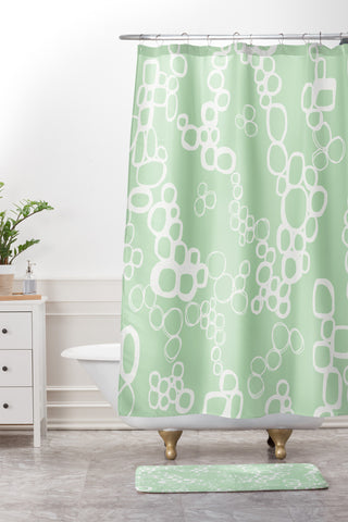 Jenean Morrison Circular Logic Mint Shower Curtain And Mat