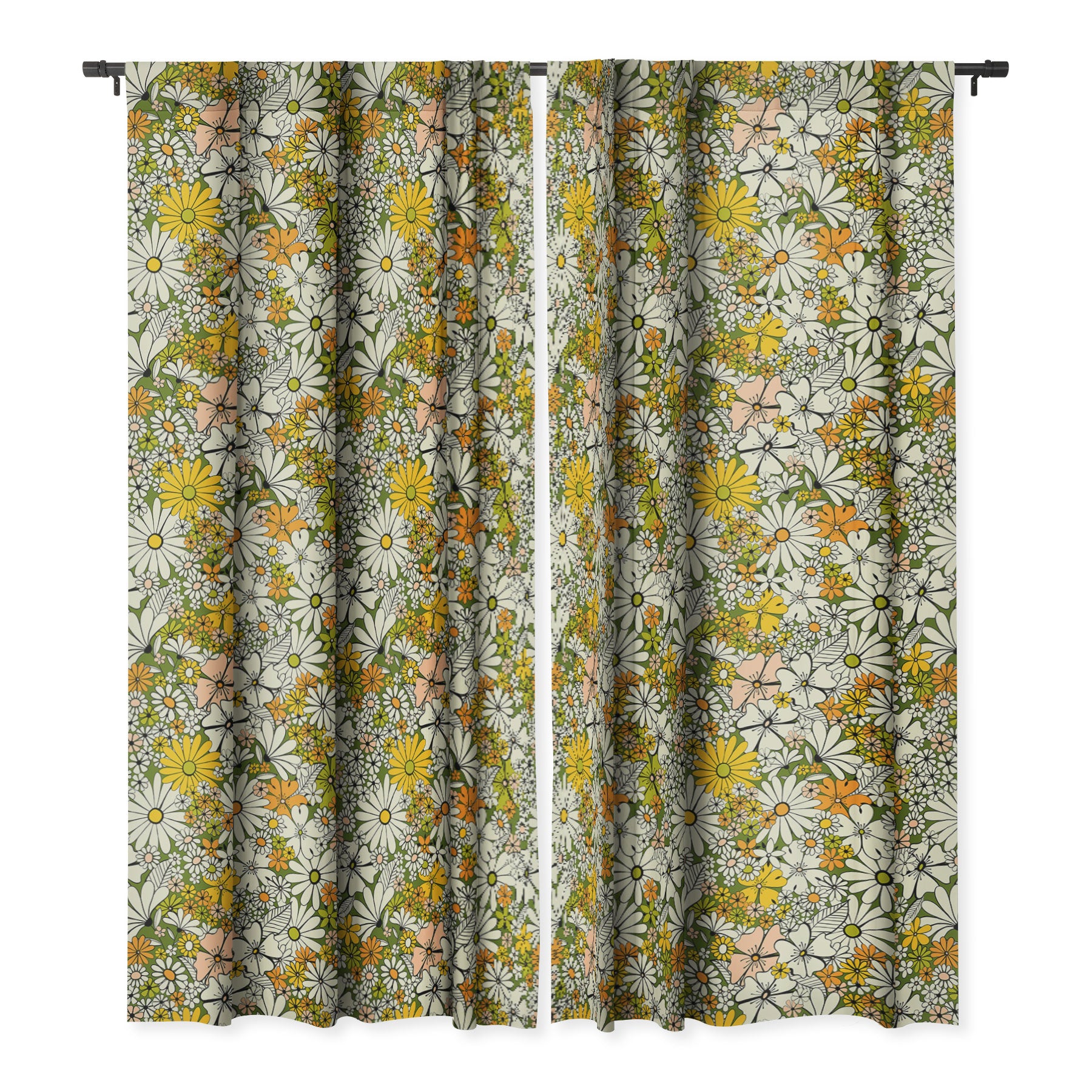 Counting Flowers In The 1960s Blackout Window Curtain Jenean Morrison