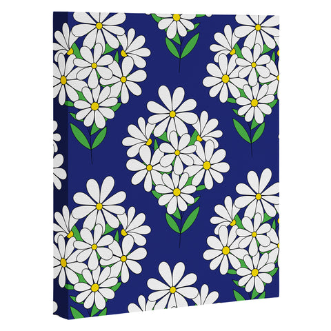 Jenean Morrison Daisy Bouquet Blue Art Canvas