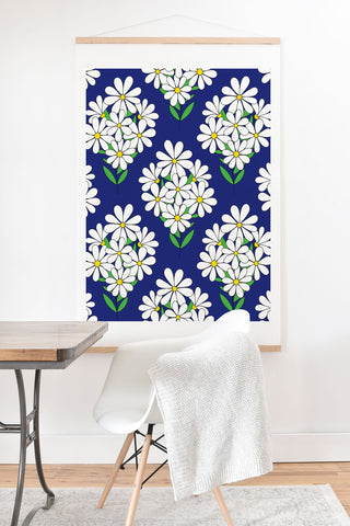 Jenean Morrison Daisy Bouquet Blue Art Print And Hanger