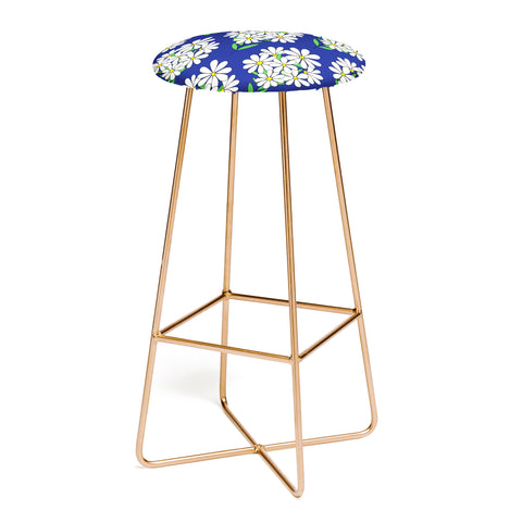 Jenean Morrison Daisy Bouquet Blue Bar Stool