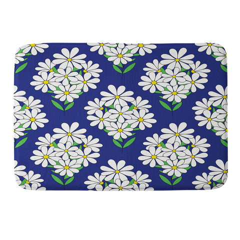 Jenean Morrison Daisy Bouquet Blue Memory Foam Bath Mat