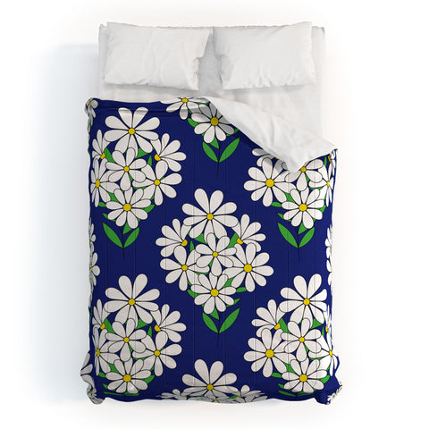 Jenean Morrison Daisy Bouquet Blue Comforter