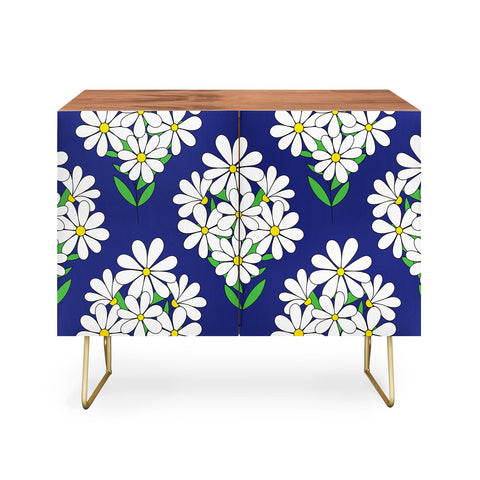 Jenean Morrison Daisy Bouquet Blue Credenza