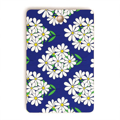 Jenean Morrison Daisy Bouquet Blue Cutting Board Rectangle
