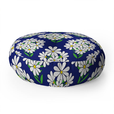Jenean Morrison Daisy Bouquet Blue Floor Pillow Round